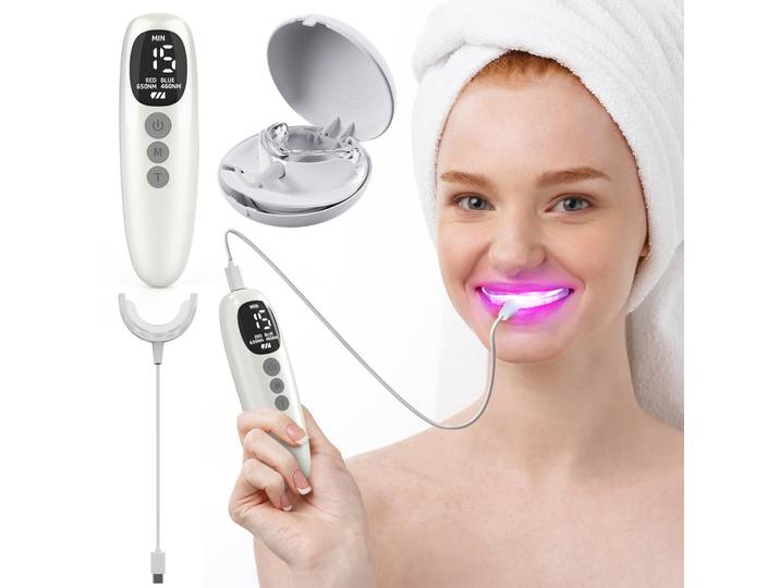 Accélérateur de blanchiment des dents 650nm thérapie par la lumière rouge + bleue pour les gencives LED lumière parodontale réparation de santé des gencives saignement des gencives et des dents