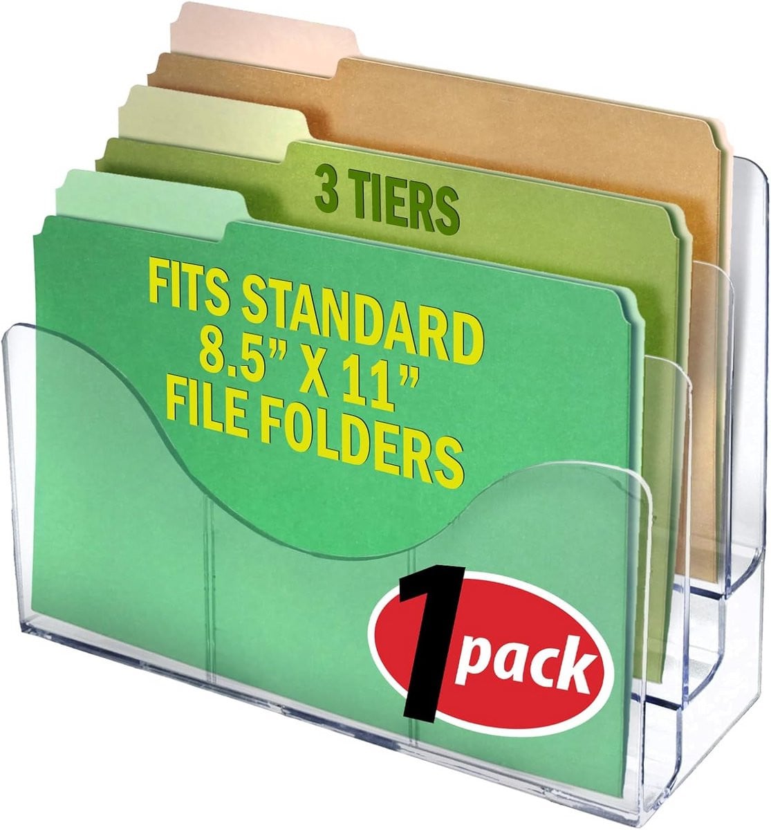 Driehoekig desktop opbergrek voor documenten, brochures en bestanden - Transparant