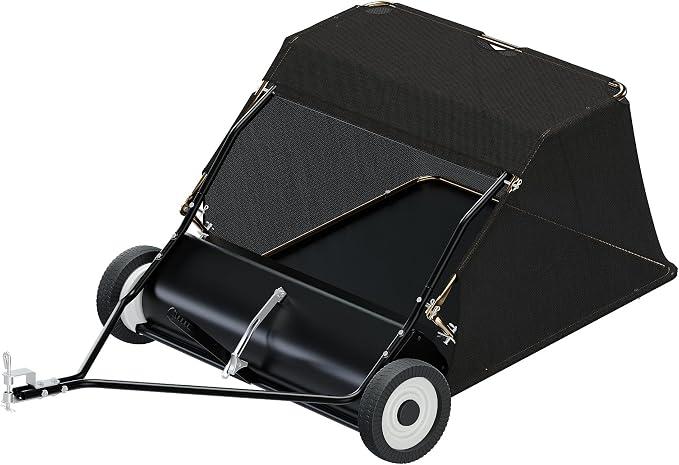 Rasenkehrmaschine mit 105 cm Kehrbreite, Rasenkehrer für Aufsitzmäher, Laubsammler mit 365 l Auffangnetz Laubkehrmaschine für Rasentraktor