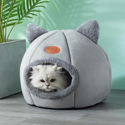 Happy Pet Pantry Winter Cat Bed Cozy Deep Sleep Comfort Cave For Cats & Small Dogs Warm Pet Tent Nest With Non Slip Bottom black 13 X 13 X 13 Inch