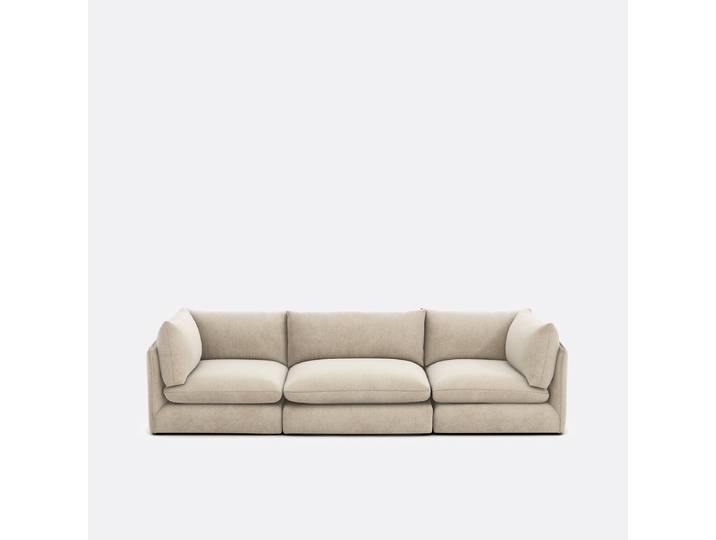 LA REDOUTE Canapé droit modulable, 3 places, en polyester chiné, MALO Beige, Made in France