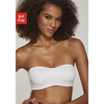 T-Shirt-BH LASCANA "Dirndl-BH, trägerloser BH, Bandeau-BH", Damen, Gr. 100, Cup B, weiß, Microtouch, Obermaterial: 85% Polyamid, 15% Elasthan, Basic, BHs Bandeau-BH BH Trägerlose-BH Bügel-BH T-Shirt-BH, ohne Schale mit abnehmbaren Trägern, große Größen