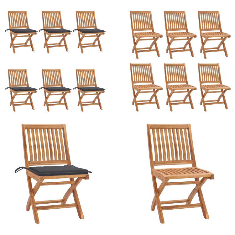vidaXL Klappbare Gartenstühle mit Kissen 6 Stk. Massivholz Teak - Gartenstuhl - Gartenstühle - Holzstuhl - Holzstühle