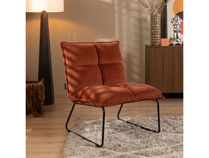 Bronx71 Samt Sessel Malaga modern kupfer / rostbraun