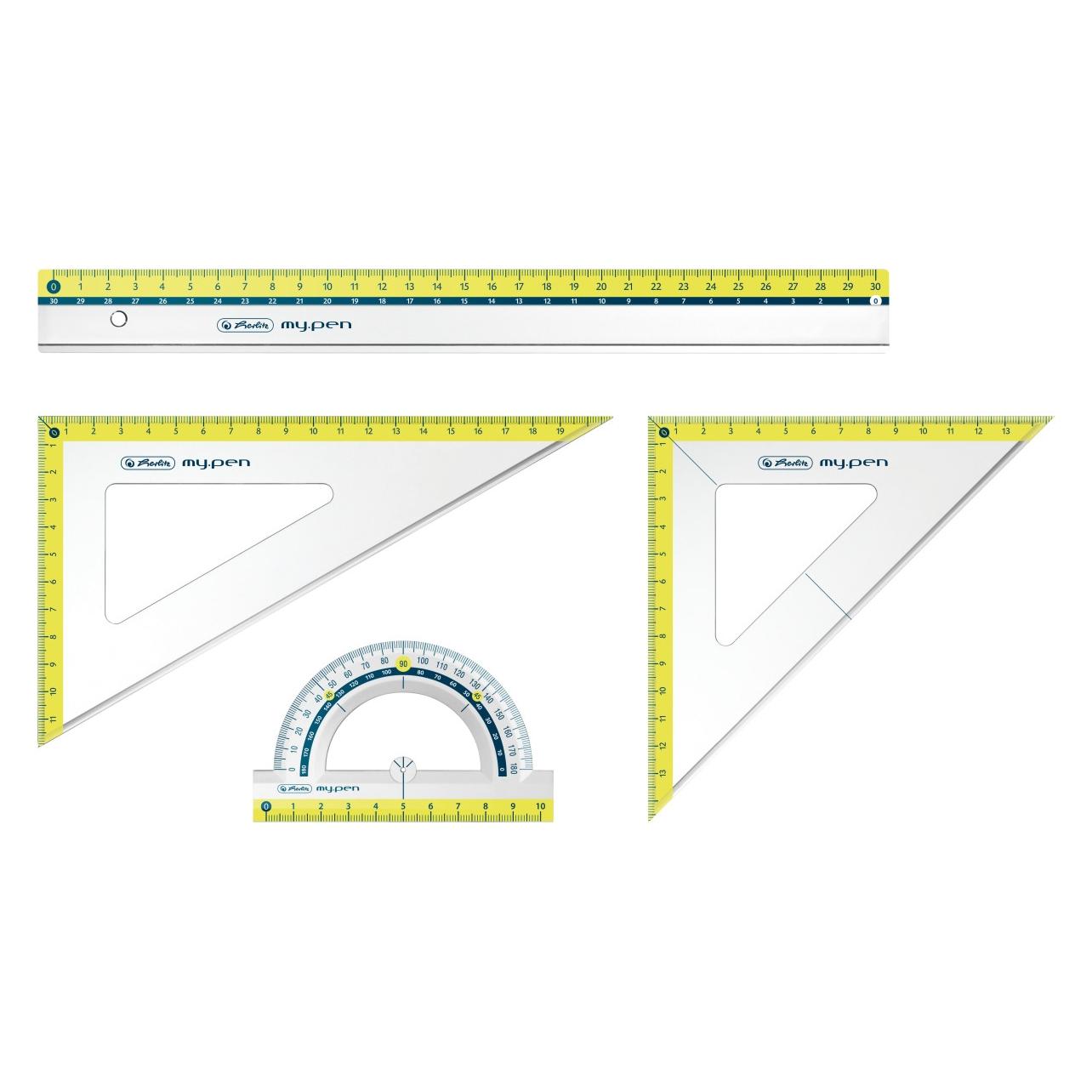 Herlitz my.pen Geometrie-Set 4-teilig (30 cm, Kunststoff) (11368222)