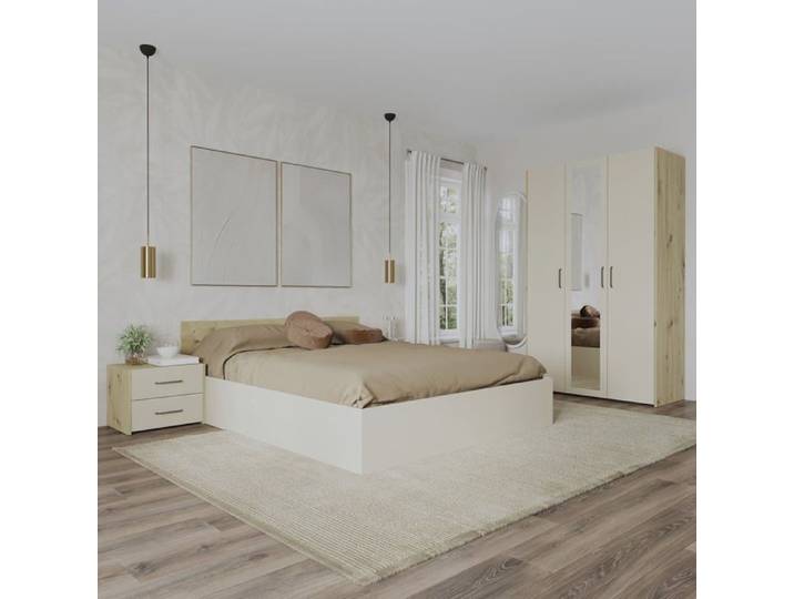 Ensemble chambre haaus Malmo V3 Lit 200 x 160 cm Chêne Artisan/Argile
