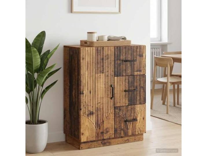 ZXQVLMRS Sideboard Kommode Holzwerkstoff Aufbewahrung mit 3 Schubladen Platzsparendes Design, Vielseitiger Stauraum, Inklusive Pendeltür