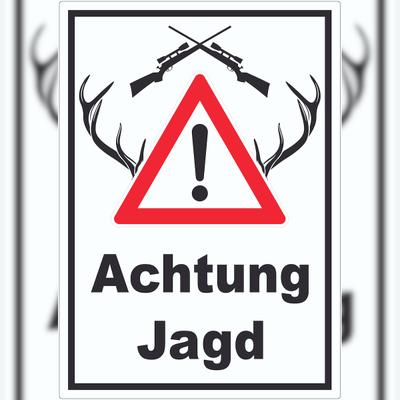 HB-Druck Achtung Jagd Gewehr Aufkleber A5 (148x210mm)