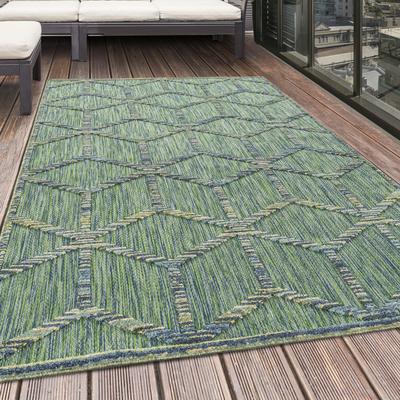 Outdoorteppich AYYILDIZ TEPPICHE "BAHAMA 5151", grün, B:80cm H:8mm L:250cm, Polypropylen, Teppiche, Outdoorteppich, Läufer, Flachflor mit Hoch-Tief-Struktur, In-und Outdoor geeignet