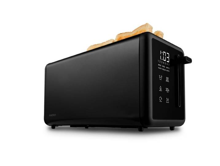 MEDION Toaster Langschlitztoaster, MD12103, LED Sensor-Touch-Display , schwarz (matt schwarz), B:15,6cm H:18,7cm T:38,4cm, Toaster, abnehmbarer Brötchenaufsatz, Toaster