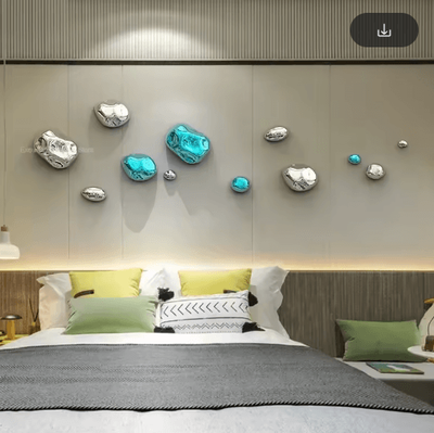 Inspire Picks Luxury 3D Stone Wall Decor Golden Simulation Stone Hanging Accent set.a.(12pcs)