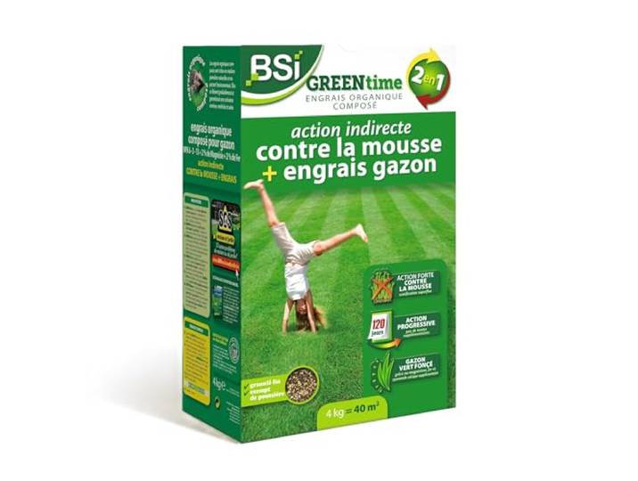 BSI - Engrais Gazon - Greentime - Fertilise Le Gazon - Jusqu'à 40m² - 4kg