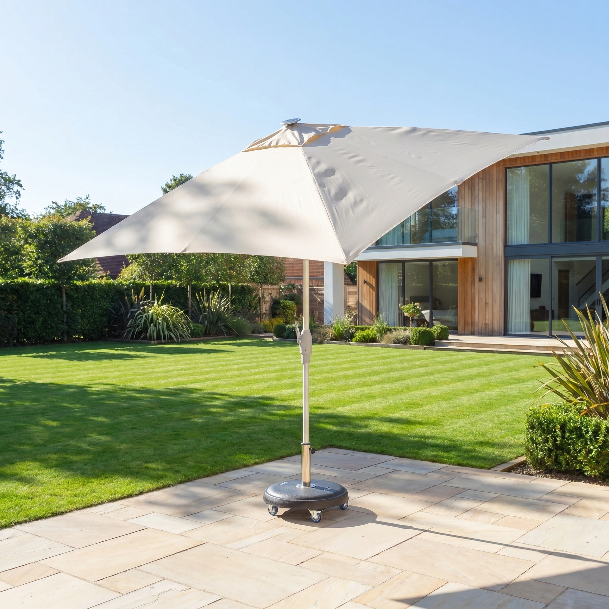 Harbour Lifestyle Zelos 2.5m Square Parasol with LED Lighting in Cream