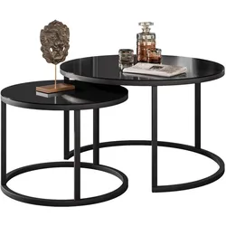 COUCHTISCH 2-in-1 CIRI GLASS mit schwarzer und weißer Struktur