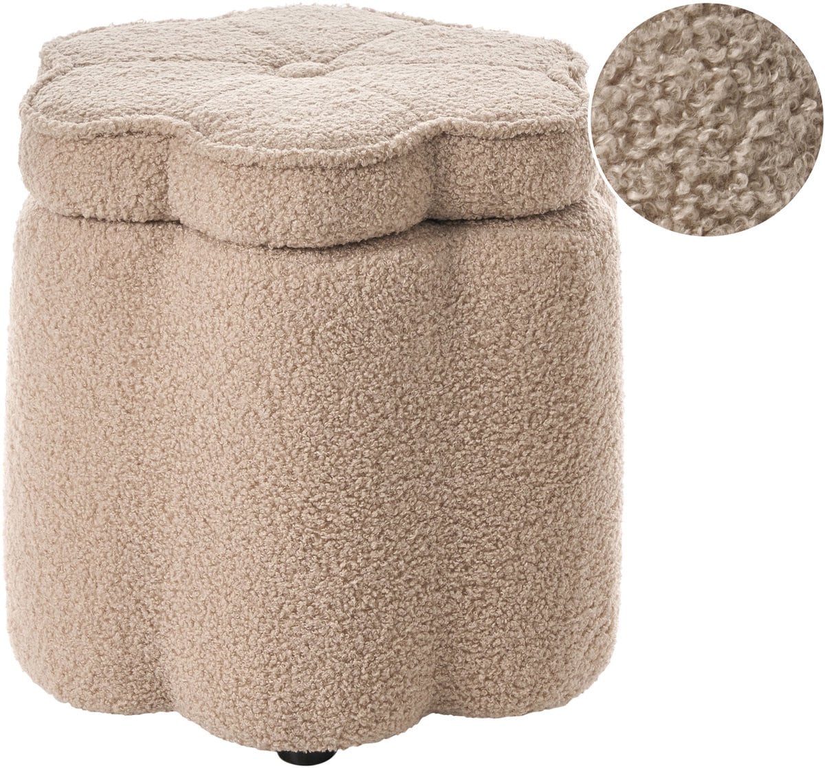 Flower Kinderpoef met opbergruimte - Beige - Bouclé