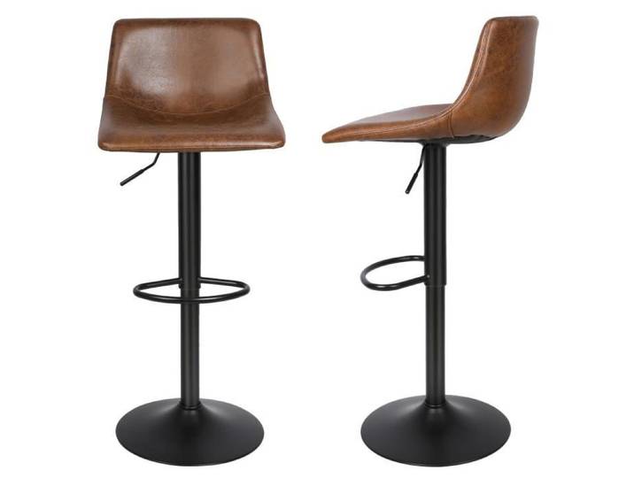 AMIVIALE. Deux Tabouret de bar carré marron réglables en hauteur et pivotant à 360° - Tabouret de bar design et moderne