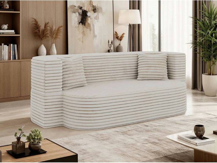 MKS MÖBEL Schlafsofa OVELA, 3-Sitzer Sofa, Schlaffunktion, Schaumstoffsofa Zierkissen, Schlafcouch