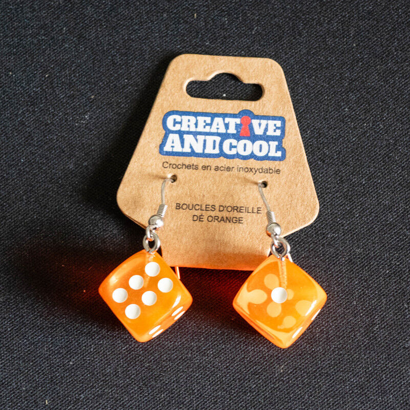 Gigamic Boucles d'oreilles Dé orange