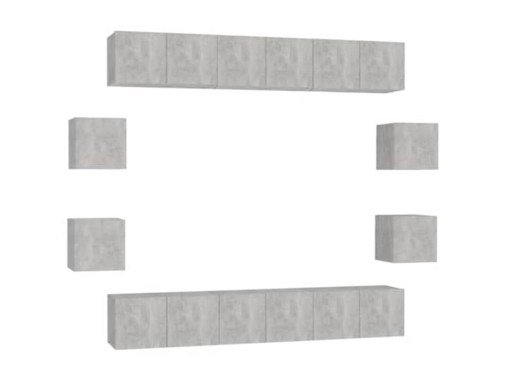Makastle TV Schrank Set 10-TLG. Betongrau Holzwerkstoff