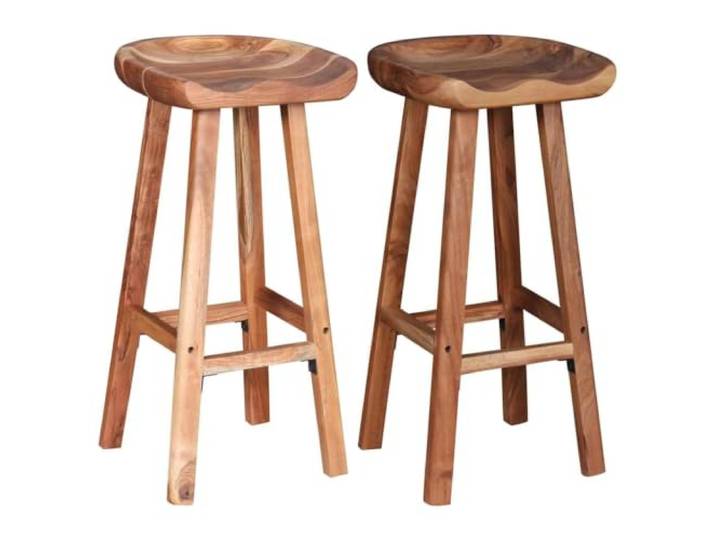 HGPOTUY Barhocker 2 STK. Massivholz Akazie Handgefertigt, matte Oberfläche, leicht zu reinigen, je 110 kg belastbar, individuelle Farbnuancen, Retro-Design