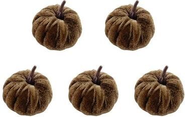 Uplift Essentials 5Pcs Mini Artificial Foam Pumpkin Set brown