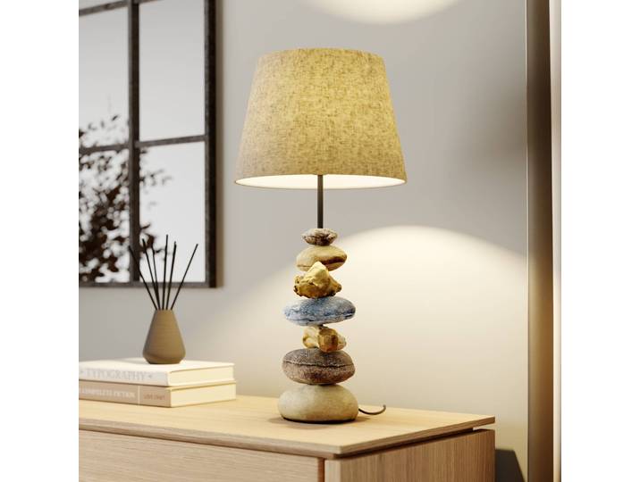 Tischlampe Vera ONLI, alu / grau / zink, für Wohn- / Esszimmer, Textil / Stoff / Seide, Tischlampe