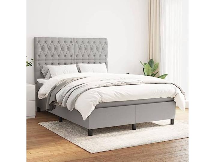RJPLMFV Lattenrost mit Taschenfederkernmatratze, 140 x 190 cm, Grau Verstellbares Kopfteil, mittelhart, atmungsaktiver Stoff, weicher Matratzenschoner, inkl. Anleitung