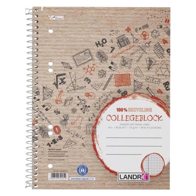 Landré Recycling A5+ Collegeblock (A5+, Kariert) (100050114)