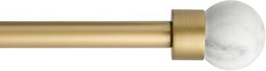 "TOWN & COUNTRY LUXE Marbled Sphere Single Indoor Curtain Rod and Finial Set Matte Silver 36""-72"""