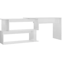 Helloshop26 - Schreibtisch Tisch Arbeitsplatz Computermöbel Eckschreibtisch Hochglanzlackierung 200 x 50 x 76 cm weißes 02_0023669