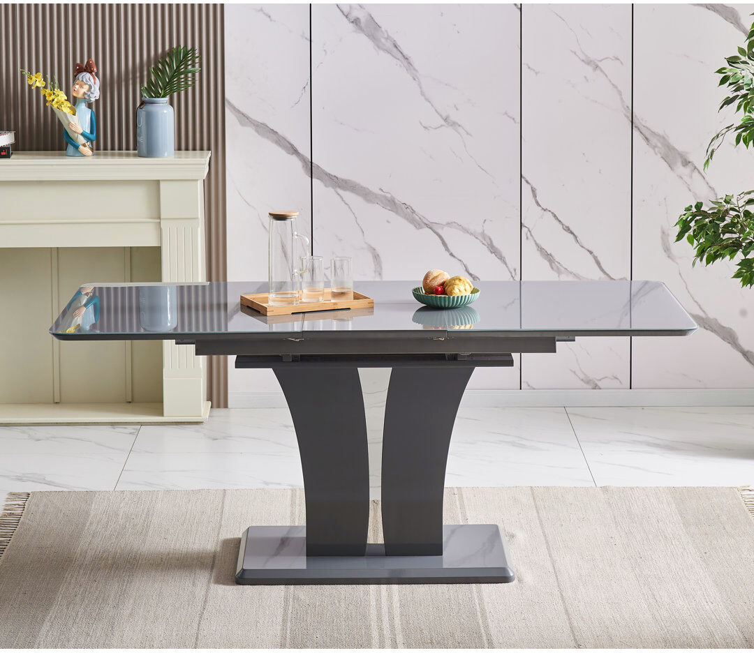 Ivy Bronx Adelo 80 cm Extendable Rectangular Dining Table Gray