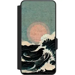 Nivocase Klapphülle für Xiaomi Redmi Note 14 5G Handyhülle aus Kunst Leder NIVOflip schwarz Kunst Meer (Xiaomi Redmi Note 14 5G), Smartphone Hülle, Schwarz