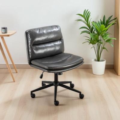 VIVIADORE PU Leather Swivel Desk Chair with Adjustable Height, Extra Wide Seat Vanity Office Chair with 360° Rotation, Optional Wheels