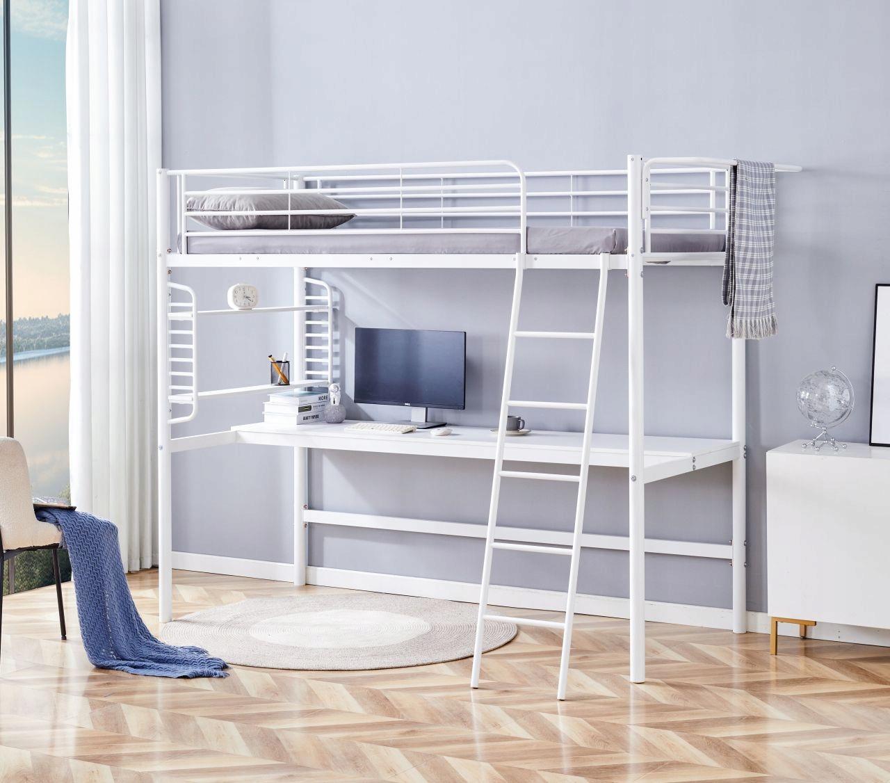 Furnitex Etagenbett mit Schreibtisch LM6-FX 90x200 Weiß