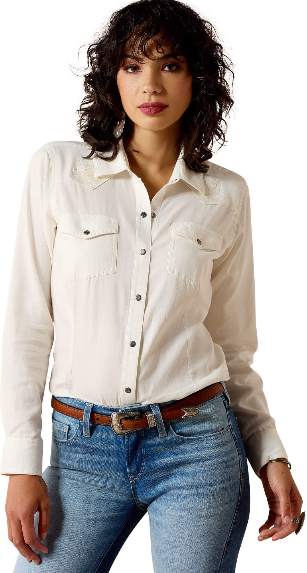 Women's Bianca Western Snap Shirt in Cloud Dancer, Size: 3X by Ariat