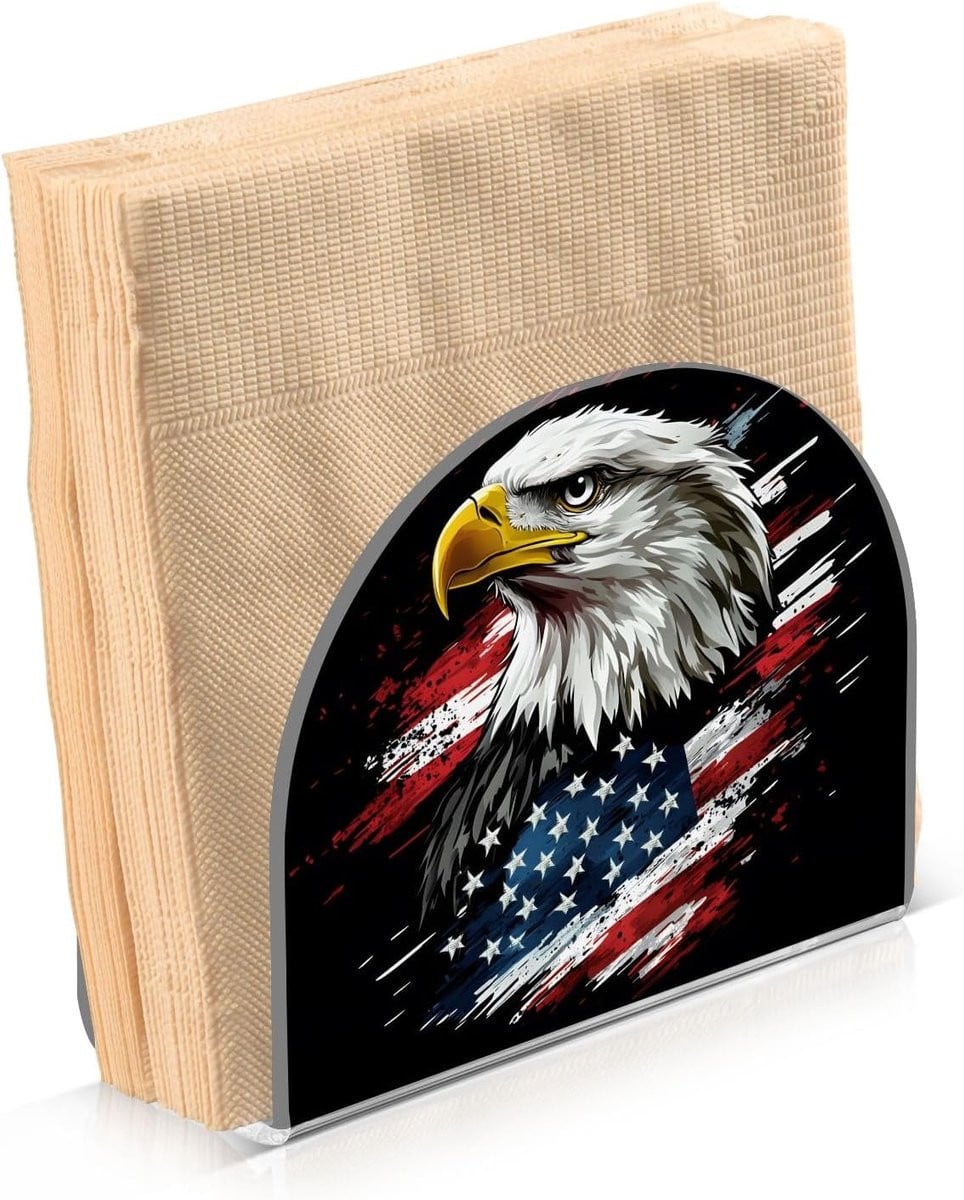 Servethouder Acryl Papieren Dispenser met Elegant Patroon - 10,5 x 12,5 cm - Vlag Dag Hawk