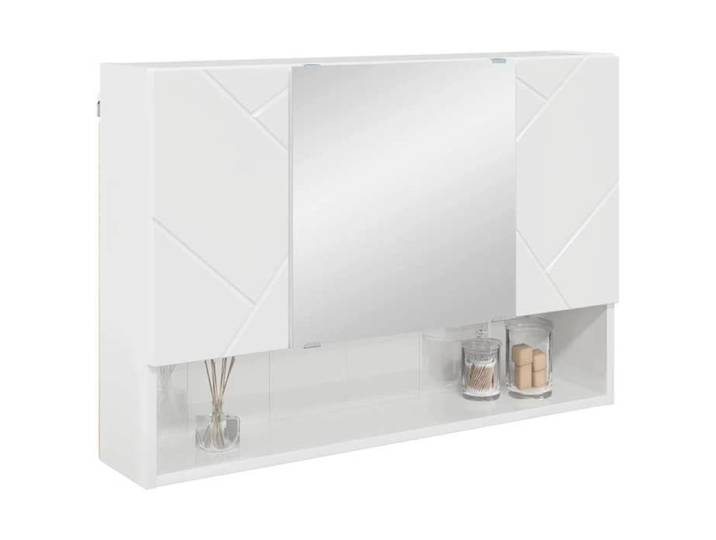 Étagère Miroir {1 pièce} design avant-gardiste et contemporain， {1 pièce} design avant-gardiste et contemporain， Blanc brillant 80 x