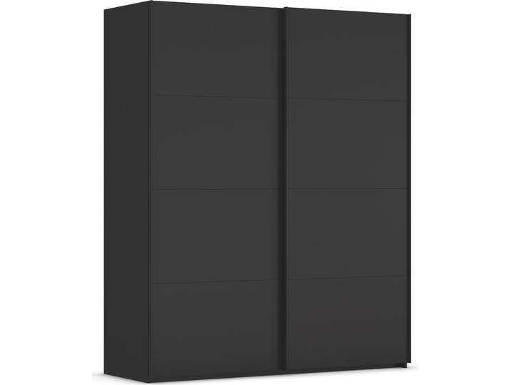 Schwebetürenschrank, 181x223 cm, Holzwerkstoff, Schwarz, 2-Säulen Design, Modern, Rauch