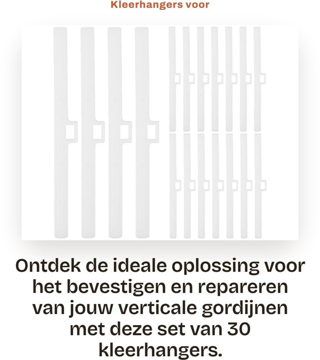 Dailygoods Set van 30 Gordijnhaken voor Verticale Gordijnen