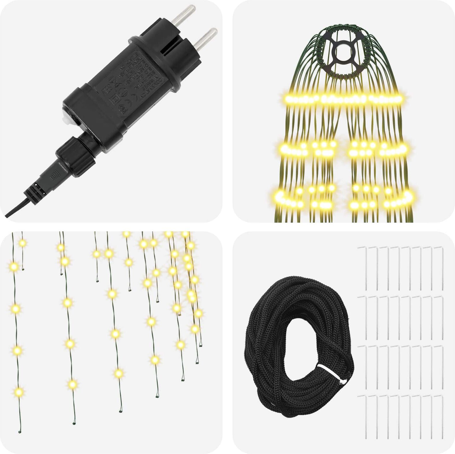 vidaXL Lumières pour sapin de Noël avec piquets 1632 LED