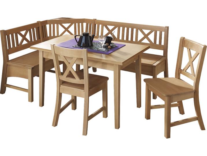 Eckbankgruppe MASSIVLINE & MORE Bodensee , braun (buche massiv natur lackiert, buche massiv natur lackiert, buche massiv natur lackiert), B:137cm H:87cm T:52cm, Holz teilmassiv, Sitzmöbel-Sets, Eckbankgruppe