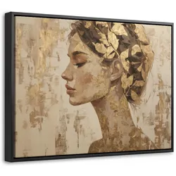 LEINWAND Bilder mit Rahmen - Frau - Gold - Abstrakt - Textur - 40x30
