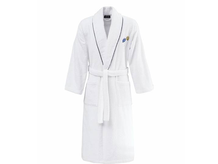 Peignoir brodé col châle 420 g/m² blanc m