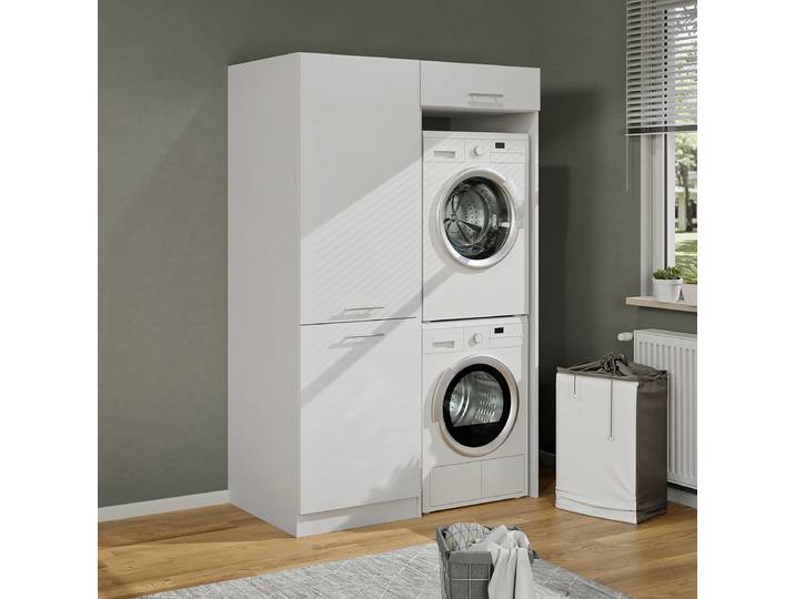 Set de buanderie S 200cm Blanc/Blanc