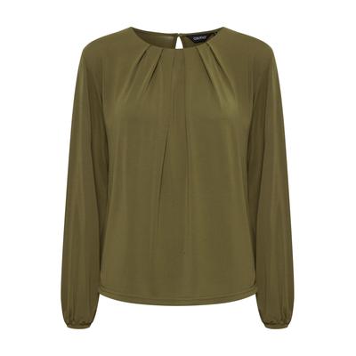 Langarmbluse OXMO "Langarmbluse OXHal", Damen, Gr. M, grün (military olive), Obermaterial: 64% Modal CMD. 36% Polyester PES., Blusen