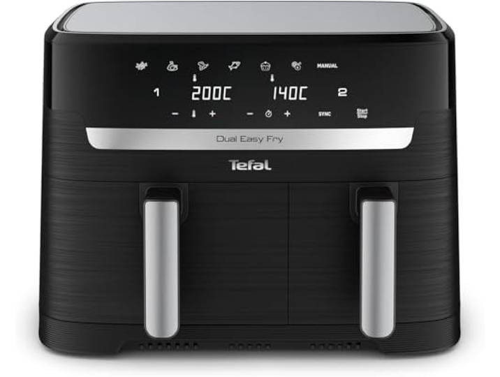 Tefal Dual Easy Fry Heißluftfritteuse 8,3 L mit 2 Kammern XL-Schublade, 7 Programme, 2700 W, Extra-Crisp-Technologie, fettarm frittieren & energiesparend, spülmaschinenfest, EY9018