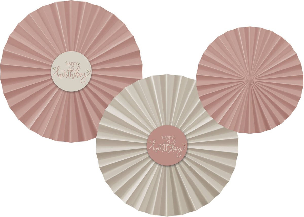 Folat Party Products Deco Fan Set - Crème Rose - 3 stuks
