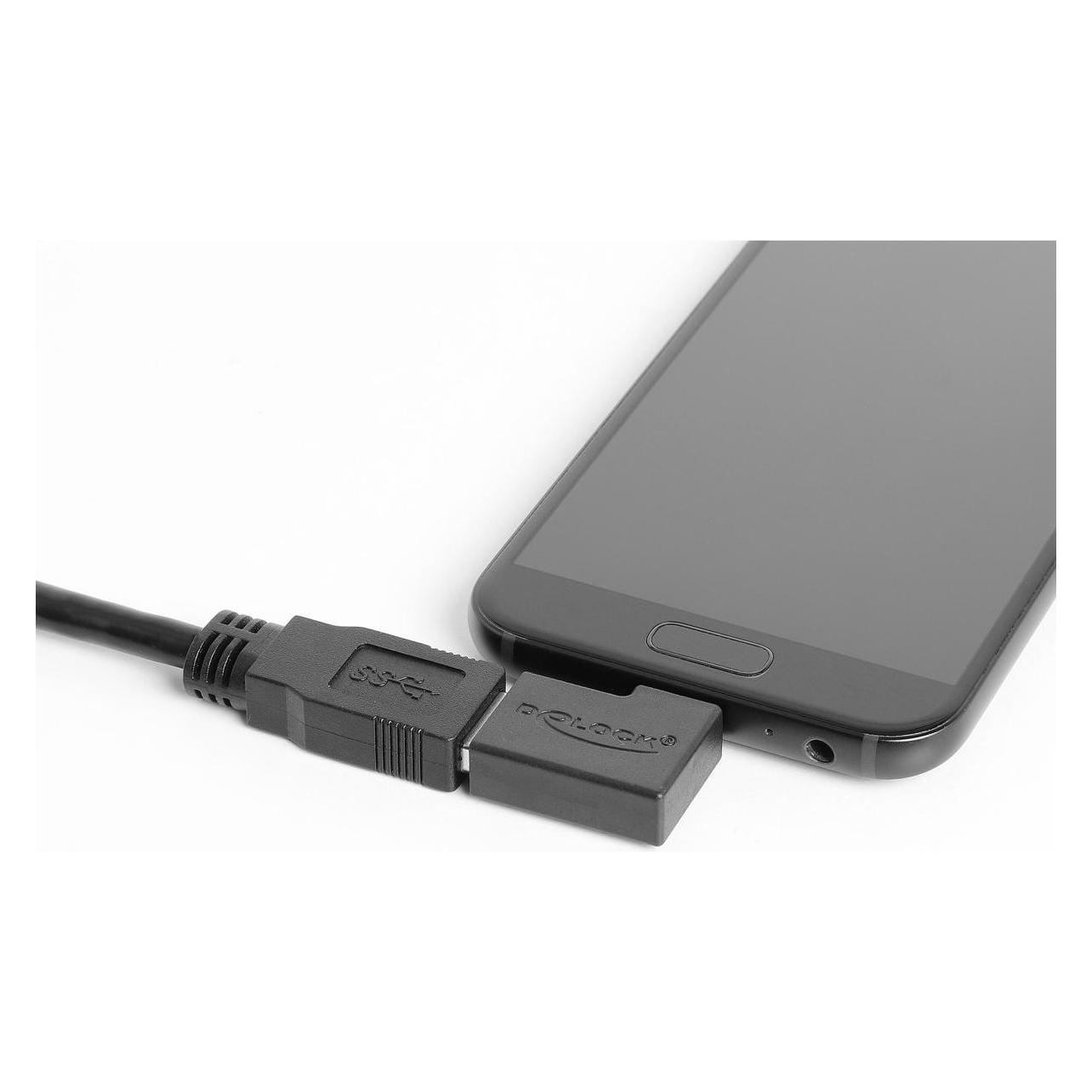 Delock Adapter USB 2.0 USB Type-C Stecker zu Easy USB Typ-A Buchse, gewinkelt (67631) (USB-C, USB-A) (67631)