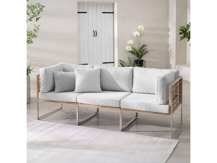 Ensemble lounge - 3 éléments 210 x 74 x 70cm Gris/Gris lumineux