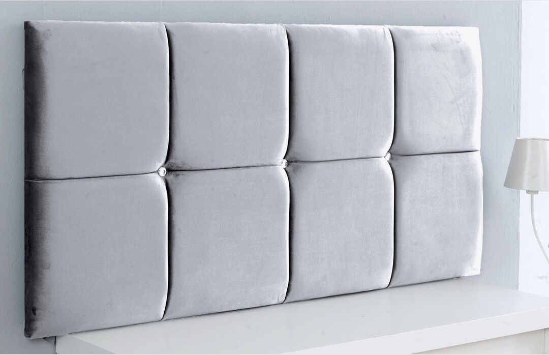 17 Stories Carter-James Upholstered Velvet Headboard Silver Super King (6')